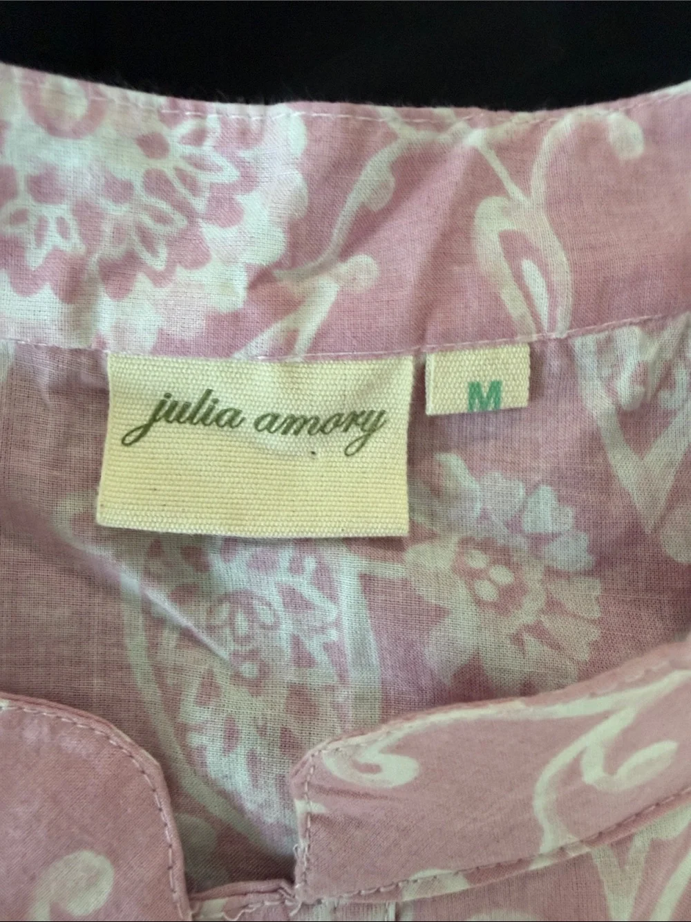 Julia Amory Pink and White Majorelle Caftan Paisley Maxi Dress.  Sz M - Picture 11 of 12